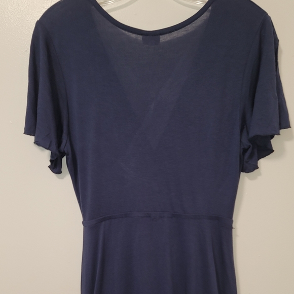 NWT Lascana Blue Surplice Neckline Short Sleeve Side Slit Maxi Dress Size 4 - Picture 9 of 13
